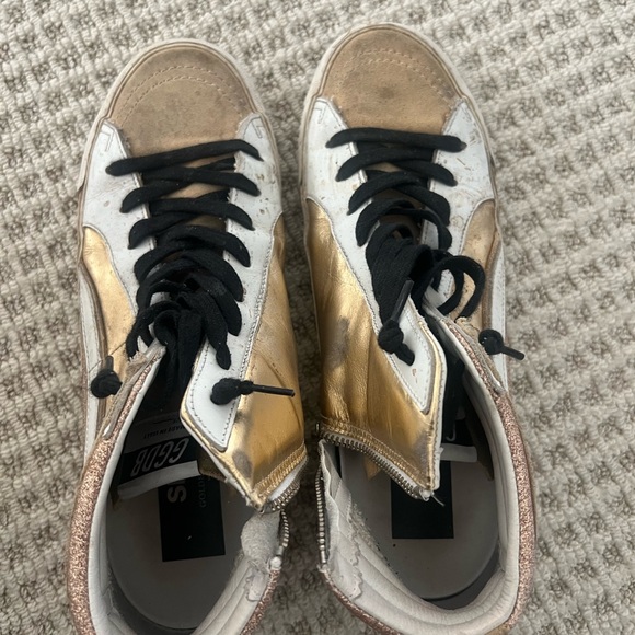 GOLDEN GOOSE Slide Metallic Glitter Zip High-Top Sneakers - Picture 4 of 4